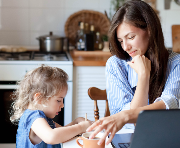 Mom and daughter in the kitchen